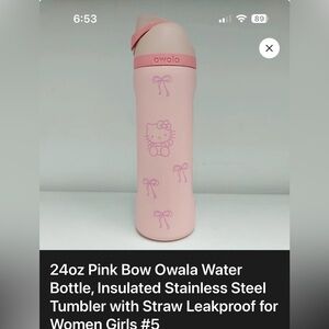Owala 24oz Pink Bow Hello Kitty Insulated Water Bottle